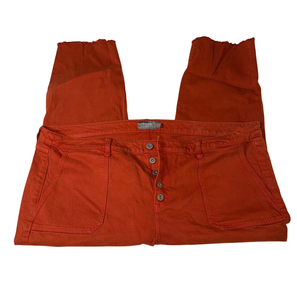 Torrid‎ Plus Size 22 short rust Button Fly Cropped Jeans Raw Hem